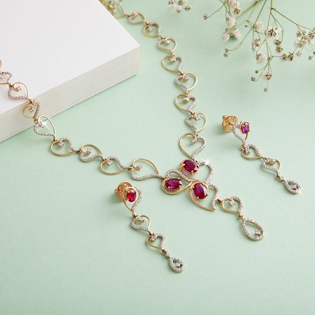 Designer diamond necklace with rubies