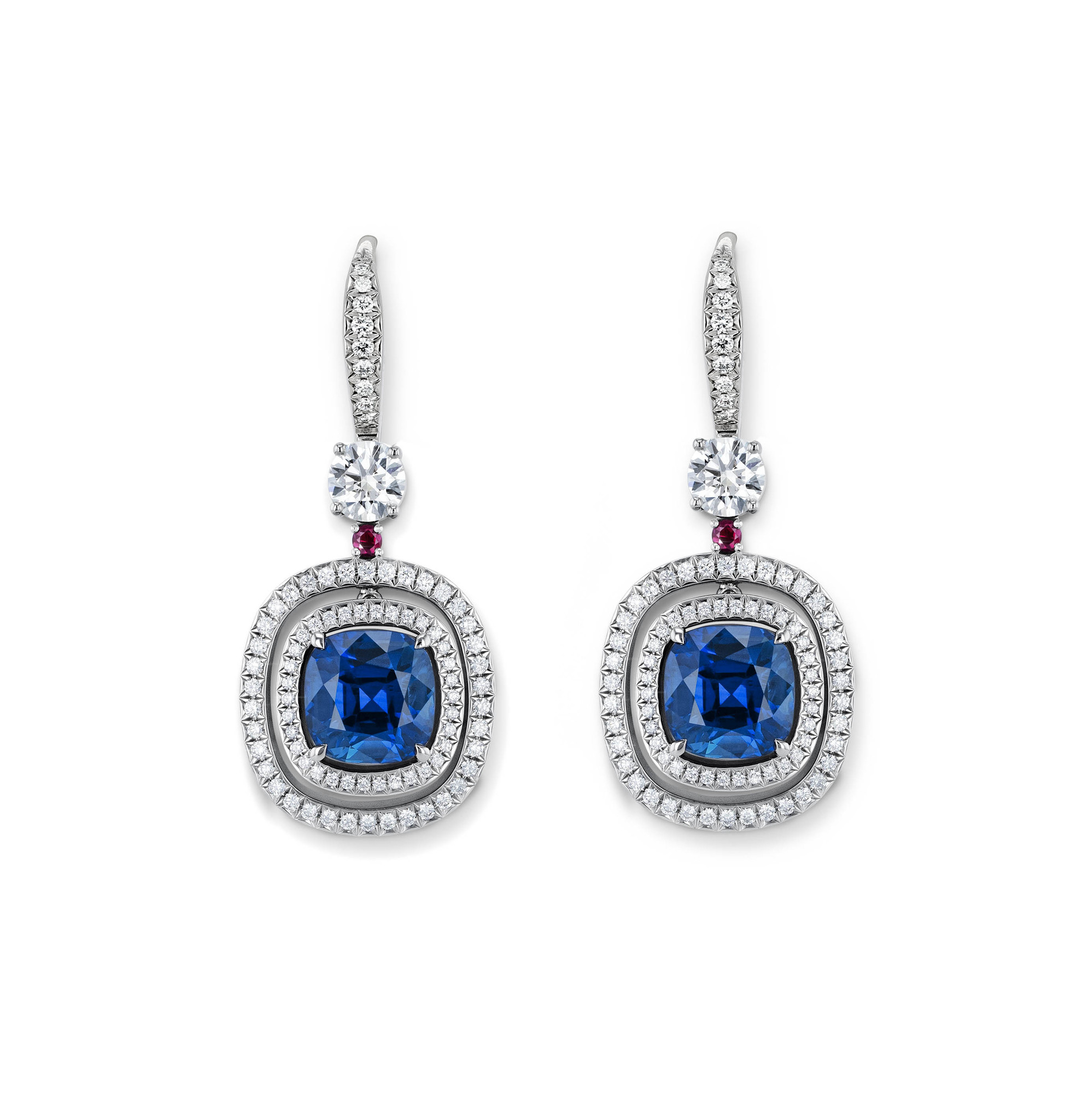 Sapphire and diamond drop earrings, Kundali Jewels