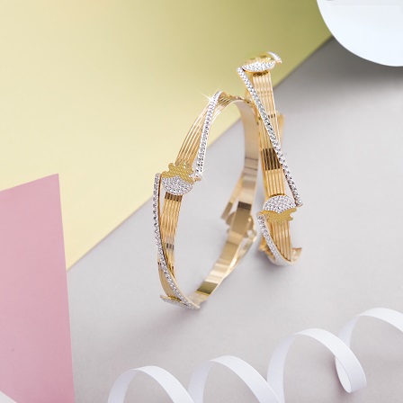 Rhodium-finish gold bangles